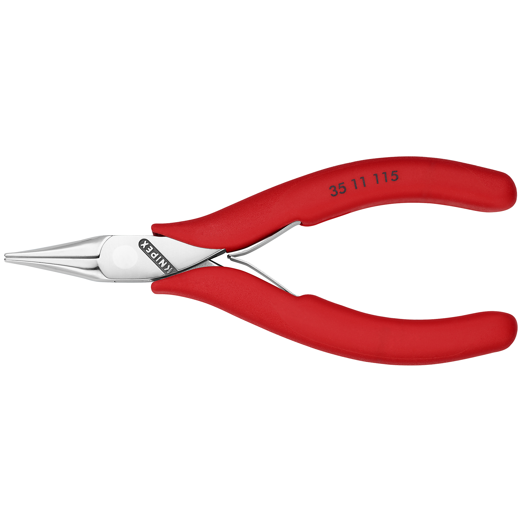 KNIPEX Electronics Pliers with Flat Tips, 4.5in., Comfort Grip, Steel, Model# 35 11 115